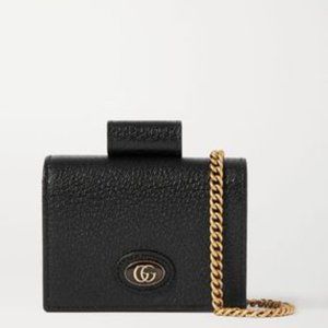GG Small Coin Leather Chain Wallet Black NEW IN BOX